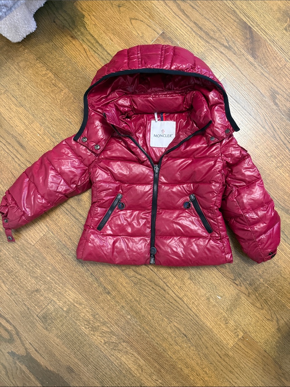 Moncler Kids Red Quilted Puffer Vest with Hood